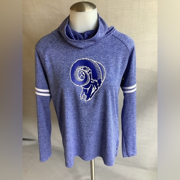 Sm NFL LA Rams dri fit long sleeve cow neck shirt Ram logo with oversized neck - Picture 1 of 13